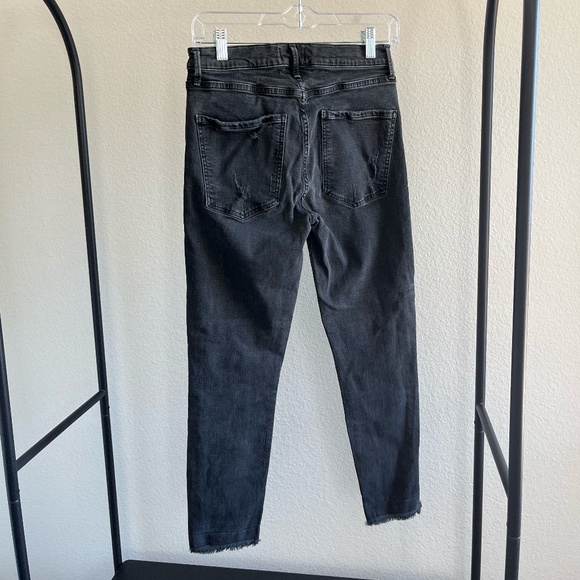 AGOLDE | High Waist 'Feel Good' Distressed Raw Hem Skinny Jeans Black | Size 29 - Picture 8 of 10